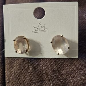 Elegant Gold and Pink Stud Earrings